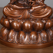 Buddha Stones Kwan Yin Avalokitesvara Lotus Wealth Copper Statue Home Desk Decoration Decorations BS 12