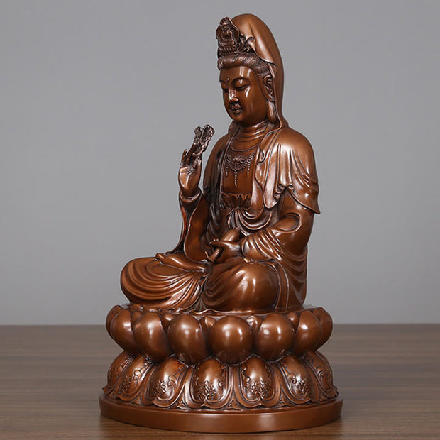 Buddha Stones Kwan Yin Avalokitesvara Lotus Wealth Copper Statue Home Desk Decoration Decorations BS 18