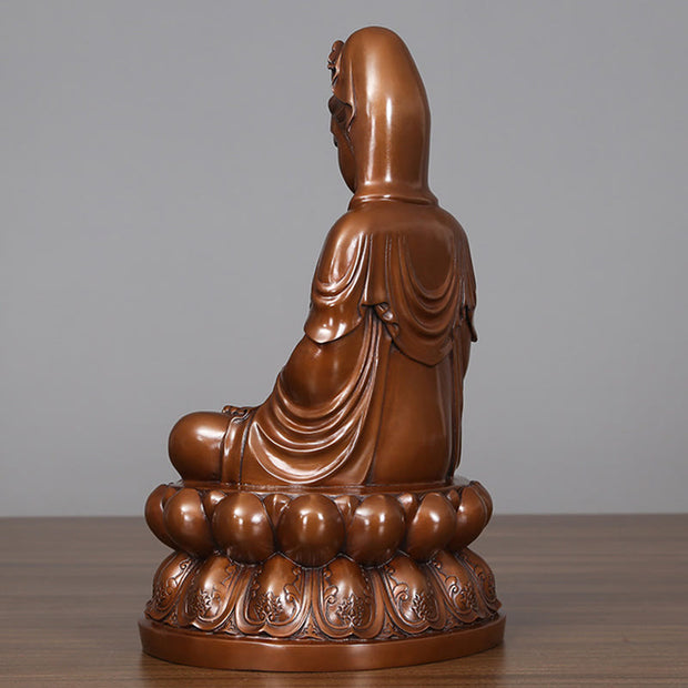 Buddha Stones Kwan Yin Avalokitesvara Lotus Wealth Copper Statue Home Desk Decoration Decorations BS 8