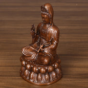 Buddha Stones Kwan Yin Avalokitesvara Lotus Wealth Copper Statue Home Desk Decoration