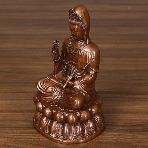 Buddha Stones Kwan Yin Avalokitesvara Lotus Wealth Copper Statue Home Desk Decoration Decorations BS 14