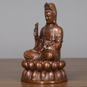 Buddha Stones Kwan Yin Avalokitesvara Lotus Wealth Copper Statue Home Desk Decoration Decorations BS 9