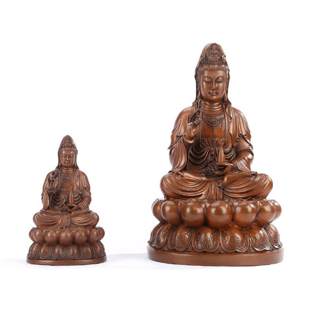 Buddha Stones Kwan Yin Avalokitesvara Lotus Wealth Copper Statue Home Desk Decoration Decorations BS 19