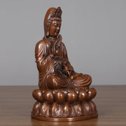 Buddha Stones Kwan Yin Avalokitesvara Lotus Wealth Copper Statue Home Desk Decoration Decorations BS 17