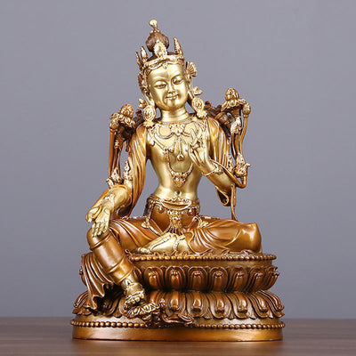 Buddha Stones Bodhisattva Green Tara Figurine Protection Brass Copper Statue Home Offering Decoration Decorations BS Bodhisattva Green Tara 27*24.5*24.5cm