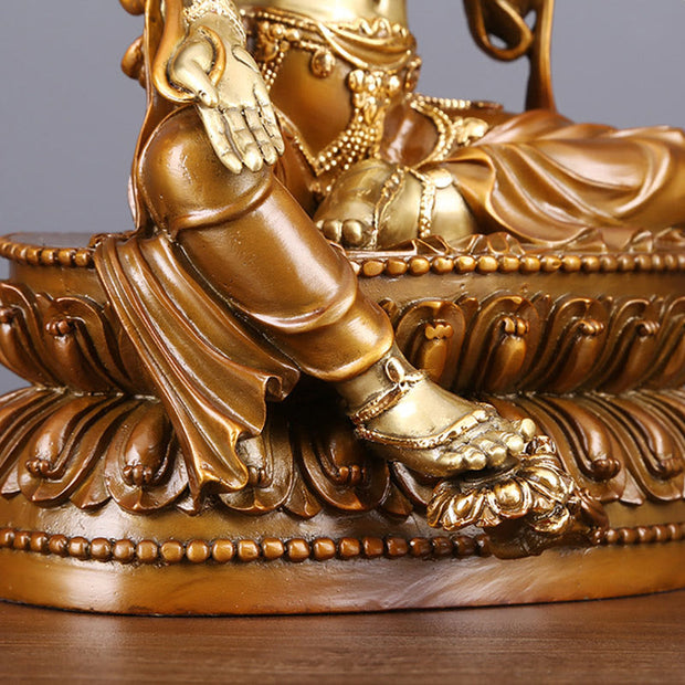 Buddha Stones Bodhisattva Green Tara Figurine Protection Brass Copper Statue Home Offering Decoration