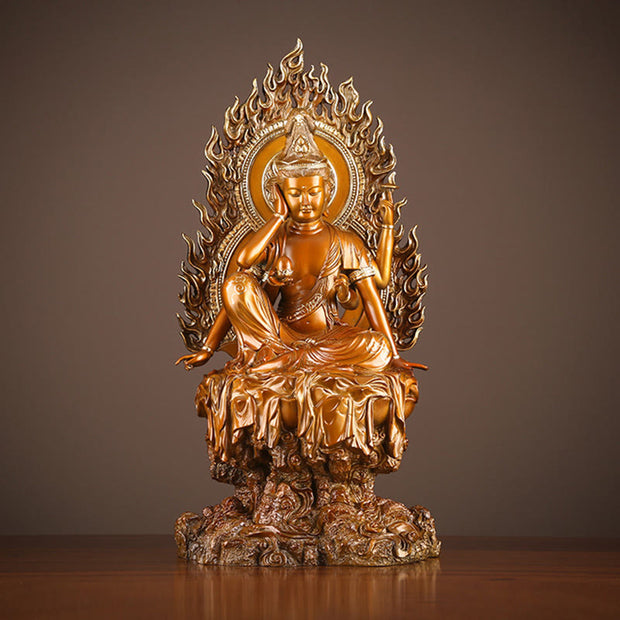 Buddha Stones Kwan Yin Avalokitesvara Success Brass Copper Statue Home Desk Altar Decoration Decorations BS Avalokitesvara 24*19*51cm