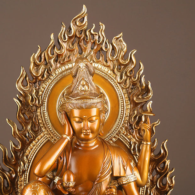 Buddha Stones Kwan Yin Avalokitesvara Success Brass Copper Statue Home Desk Altar Decoration Decorations BS 7