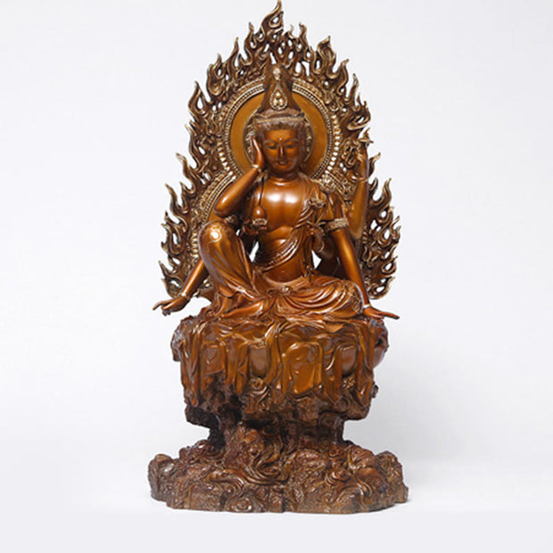 Buddha Stones Kwan Yin Avalokitesvara Success Brass Copper Statue Home Desk Altar Decoration Decorations BS 11