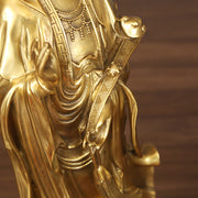 Buddha Stones Golden Standing Kwan Yin Avalokitesvara Wealth Brass Copper Statue Home Desk Decoration