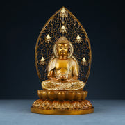 Buddha Stones Sakyamuni Amitabha Medicine Buddha Figurine Serenity Copper Statue Home Offering Decoration Decorations BS 2