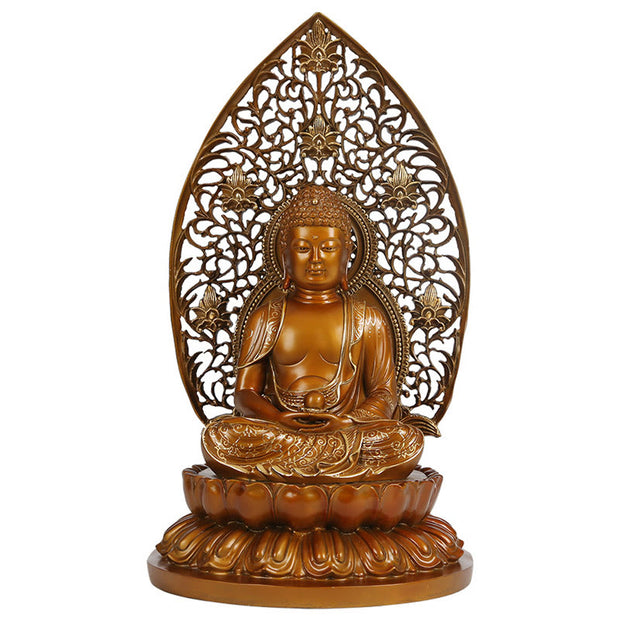 Buddha Stones Sakyamuni Amitabha Medicine Buddha Figurine Serenity Copper Statue Home Offering Decoration Decorations BS 12