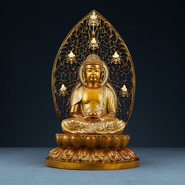 Buddha Stones Sakyamuni Amitabha Medicine Buddha Figurine Serenity Copper Statue Home Offering Decoration Decorations BS 2