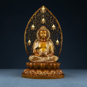 Buddha Stones Sakyamuni Amitabha Medicine Buddha Figurine Serenity Copper Statue Home Offering Decoration