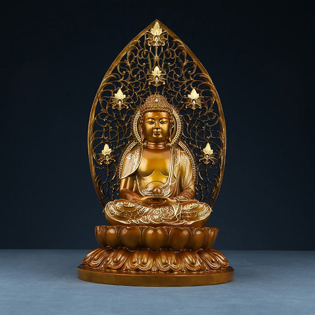 Buddha Stones Sakyamuni Amitabha Medicine Buddha Figurine Serenity Copper Statue Home Offering Decoration Decorations BS 8