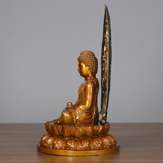 Buddha Stones Sakyamuni Amitabha Medicine Buddha Figurine Serenity Copper Statue Home Offering Decoration