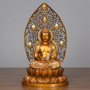 Buddha Stones Sakyamuni Amitabha Medicine Buddha Figurine Serenity Copper Statue Home Offering Decoration Decorations BS Amitabha 24*23*45cm