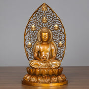 Buddha Stones Sakyamuni Amitabha Medicine Buddha Figurine Serenity Copper Statue Home Offering Decoration