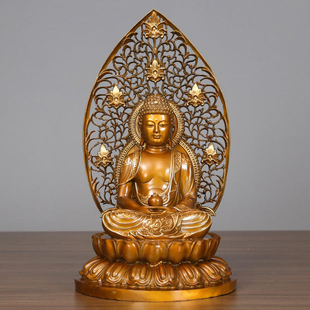 Buddha Stones Sakyamuni Amitabha Medicine Buddha Figurine Serenity Copper Statue Home Offering Decoration Decorations BS Medicine Buddha 24*23*45cm