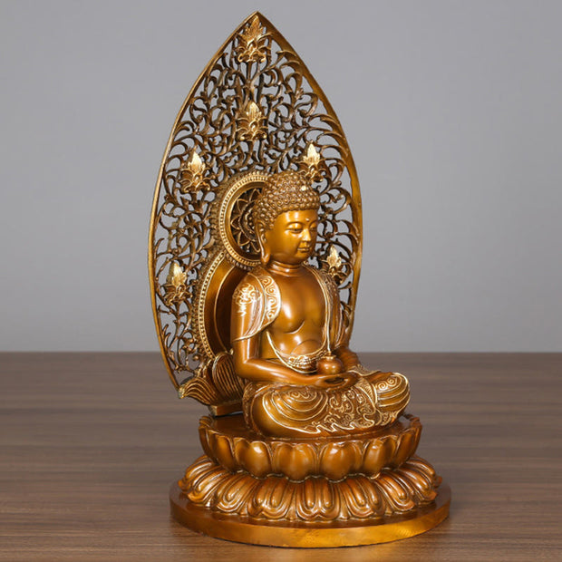 Buddha Stones Sakyamuni Amitabha Medicine Buddha Figurine Serenity Copper Statue Home Offering Decoration Decorations BS 14