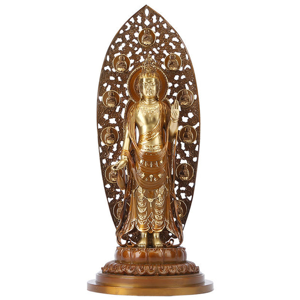 Buddha Stones Kwan Yin Avalokitesvara Aura Harmony Brass Copper Statue Home Desk Decoration Decorations BS 10