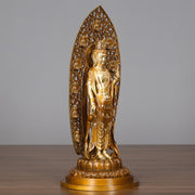 Buddha Stones Kwan Yin Avalokitesvara Aura Harmony Brass Copper Statue Home Desk Decoration