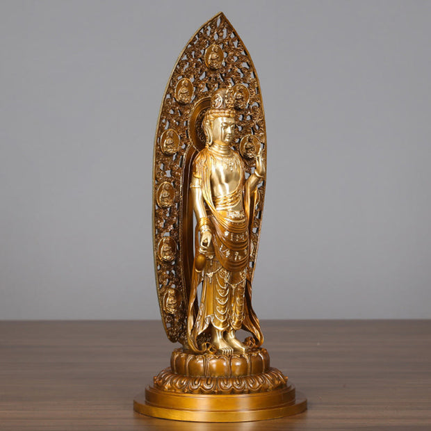 Buddha Stones Kwan Yin Avalokitesvara Aura Harmony Brass Copper Statue Home Desk Decoration Decorations BS 1