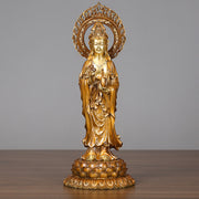 Buddha Stones Kwan Yin Avalokitesvara Lotus Aura Success Brass Copper Statue Home Decoration Decorations BS Avalokitesvara 19*45cm