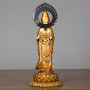 Buddha Stones Kwan Yin Avalokitesvara Lotus Aura Success Brass Copper Statue Home Decoration Decorations BS 2