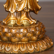 Buddha Stones Kwan Yin Avalokitesvara Lotus Aura Success Brass Copper Statue Home Decoration Decorations BS 9