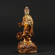 Buddha Stones Kwan Yin Avalokitesvara Holding A Vase Brass Harmony Copper Statue Home Decoration Decorations BS Small Avalokitesvara 11*9*25cm