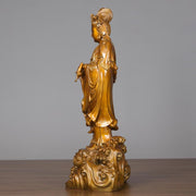 Buddha Stones Kwan Yin Avalokitesvara Holding A Vase Brass Harmony Copper Statue Home Decoration