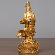 Buddha Stones Kwan Yin Avalokitesvara Holding A Vase Brass Harmony Copper Statue Home Decoration Decorations BS 11