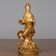 Buddha Stones Kwan Yin Avalokitesvara Holding A Vase Brass Harmony Copper Statue Home Decoration Decorations BS 12