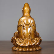 Buddha Stones Kwan Yin Avalokitesvara Lotus Sitting Harmony Brass Copper Statue Home Altar Decoration Decorations BS 2