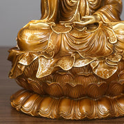 Buddha Stones Kwan Yin Avalokitesvara Lotus Sitting Harmony Brass Copper Statue Home Altar Decoration Decorations BS 9