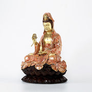 Buddha Stones Kwan Yin Avalokitesvara Lotus Sitting Harmony Brass Copper Statue Home Altar Decoration Decorations BS 20