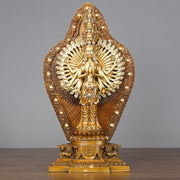 Buddha Stones Handmade Thousand-armed Avalokitesvara Kwan Yin Wealth Brass Copper Statue Decoration Decorations BS 9