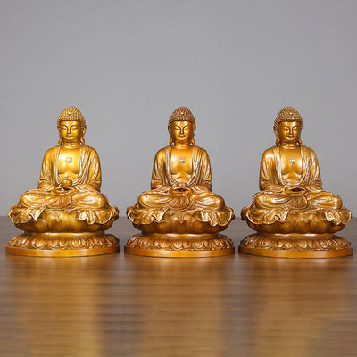 Buddha Stones Amitabha Sakyamuni Medicine Buddha Figurine Compassion Metal Copper Statue Home Decoration Decorations BS main