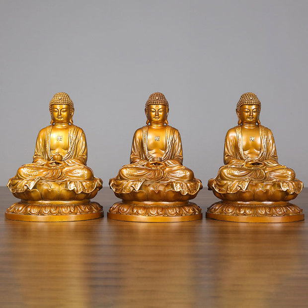 Buddha Stones Amitabha Sakyamuni Medicine Buddha Figurine Compassion Metal Copper Statue Home Decoration Decorations BS main