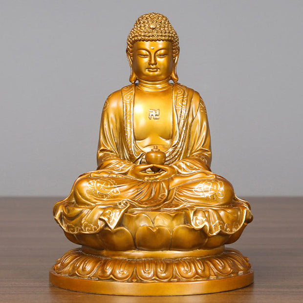 Buddha Stones Amitabha Sakyamuni Medicine Buddha Figurine Compassion Metal Copper Statue Home Decoration Decorations BS Medicine Buddha 15*13*22cm