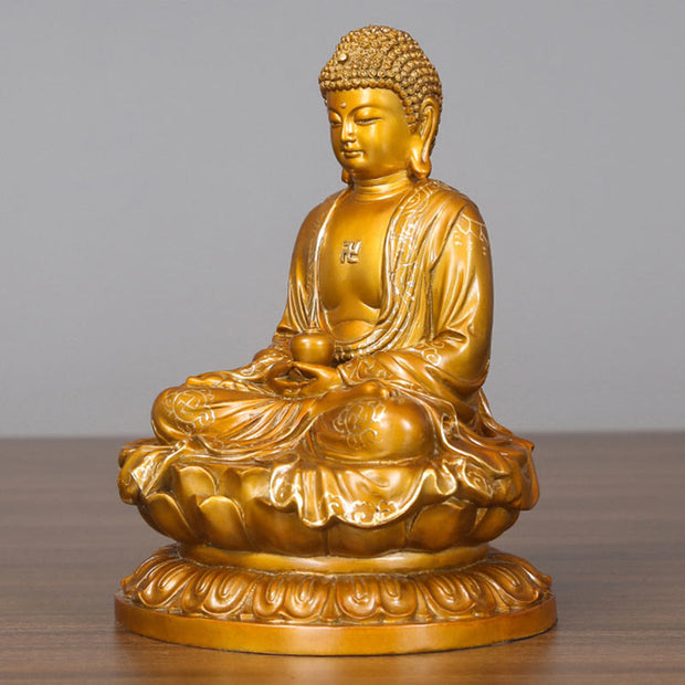 Buddha Stones Amitabha Sakyamuni Medicine Buddha Figurine Compassion Metal Copper Statue Home Decoration