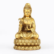 Buddha Stones Kwan Yin Avalokitesvara Holding A Willow Bottle Harmony Brass Copper Statue Home Decoration Decorations BS Avalokitesvara 12*12*21cm