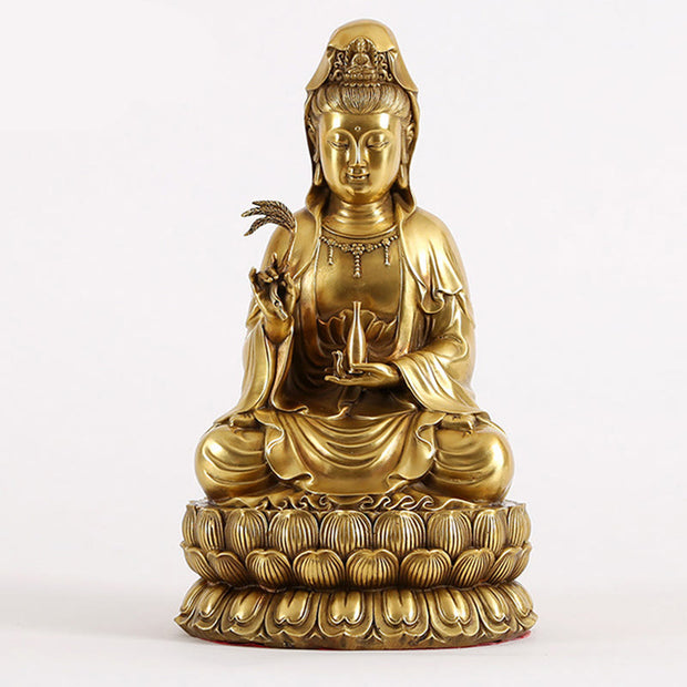 Buddha Stones Kwan Yin Avalokitesvara Holding A Willow Bottle Harmony Brass Copper Statue Home Decoration Decorations BS Avalokitesvara 16*15*28cm