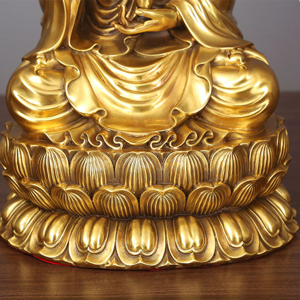 Buddha Stones Kwan Yin Avalokitesvara Holding A Willow Bottle Harmony Brass Copper Statue Home Decoration Decorations BS 16