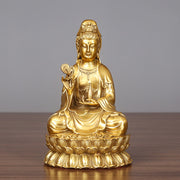 Buddha Stones Kwan Yin Avalokitesvara Holding A Willow Bottle Harmony Brass Copper Statue Home Decoration Decorations BS 3