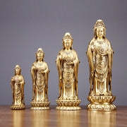 Buddha Stones Kwan Yin Avalokitesvara Holding The Dharma Wheel Wealth Brass Copper Statue Decoration Decorations BS 1