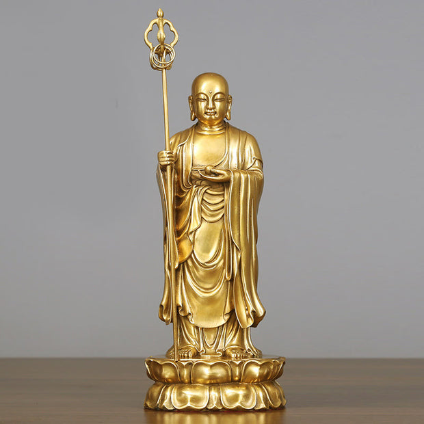 Buddha Stones Ksitigarbha Bodhisattva Figurine Compassion Copper Statue Home Offering Decoration Decorations BS Ksitigarbha Bodhisattva 13.5*10.5*27cm