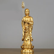 Buddha Stones Ksitigarbha Bodhisattva Figurine Compassion Copper Statue Home Offering Decoration Decorations BS Ksitigarbha Bodhisattva 20*65cm