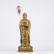 Buddha Stones Ksitigarbha Bodhisattva Figurine Compassion Copper Statue Home Offering Decoration Decorations BS Ksitigarbha Bodhisattva 34*76cm